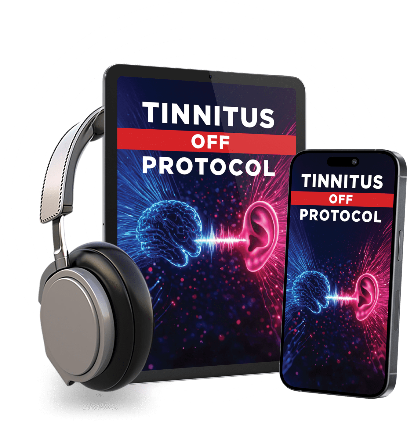 Tinnitus-Off Protocol program with headphones across devices